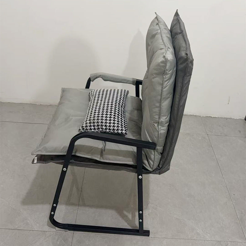 Modern Minimalist Synthetic Fabric Metal Trapezoid Desk Chair With Backrest Armrest For Home Office