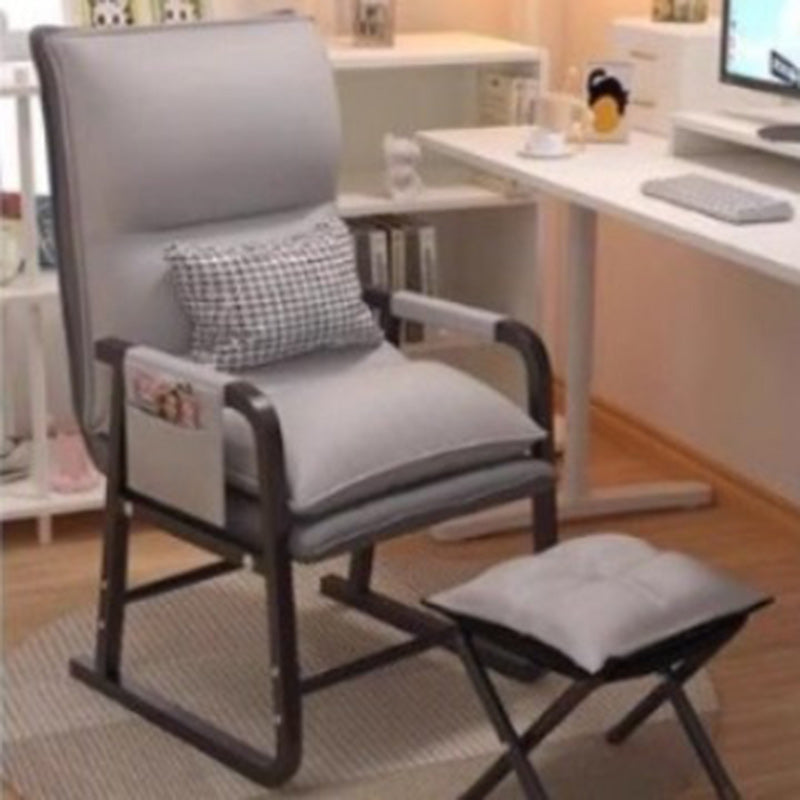 Modern Minimalist Synthetic Fabric Metal Trapezoid Desk Chair With Backrest Armrest For Home Office