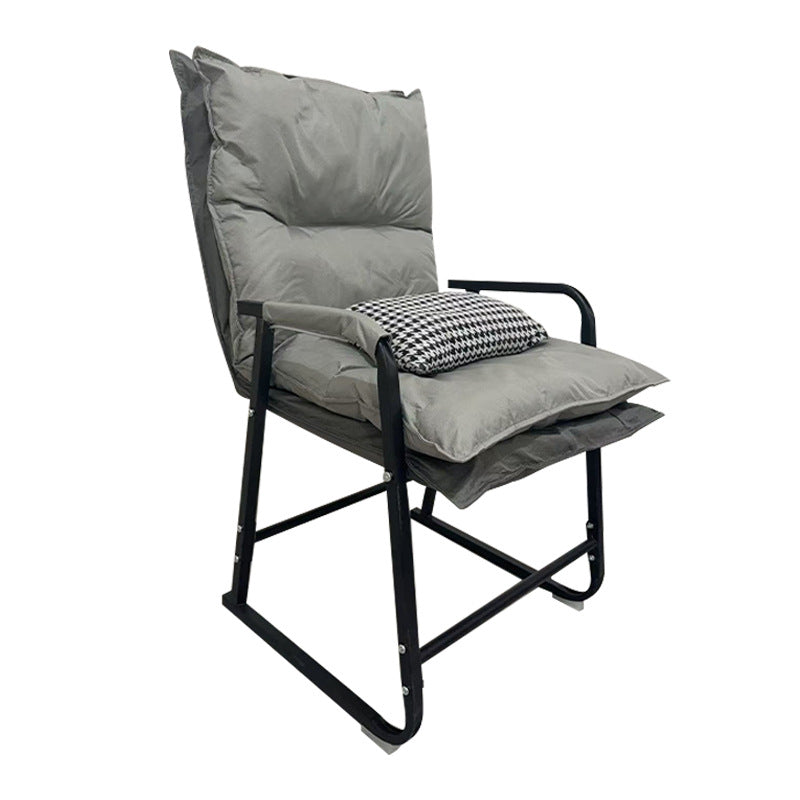 Modern Minimalist Synthetic Fabric Metal Trapezoid Desk Chair With Backrest Armrest For Home Office