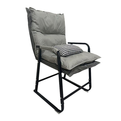 Modern Minimalist Synthetic Fabric Metal Trapezoid Desk Chair With Backrest Armrest For Home Office