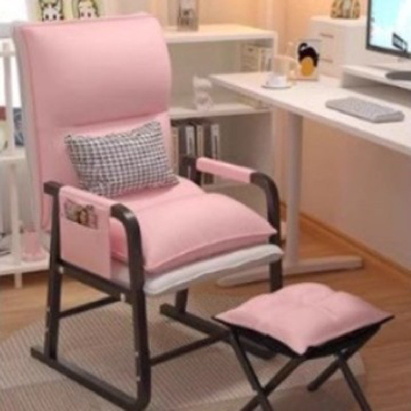 Modern Minimalist Synthetic Fabric Metal Trapezoid Desk Chair With Backrest Armrest For Home Office