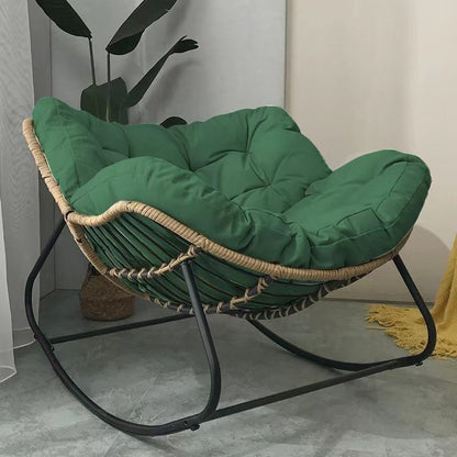 Contemporary Scandinavian Cotton Linen Rattan Carbon Steel Curved Grid Accent Chair With Backrest For Living Room