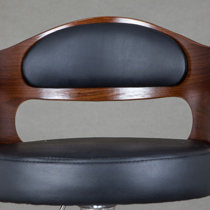 Contemporary Scandinavian PU Leather Linen Steel Curved Round Adjustable Bar Stool With Backrest For Dining Room