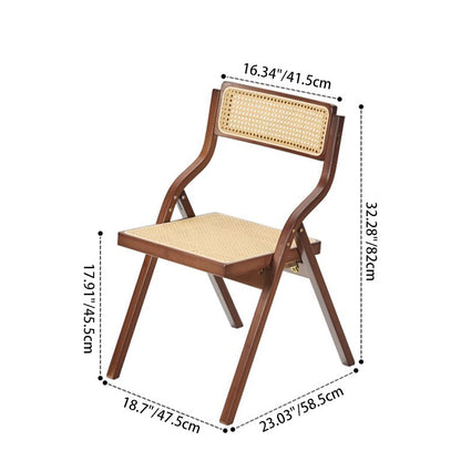 Traditional Chinese Bamboo Rattan Curved Rectangular Dining Chair With Backrest For Dining Room
