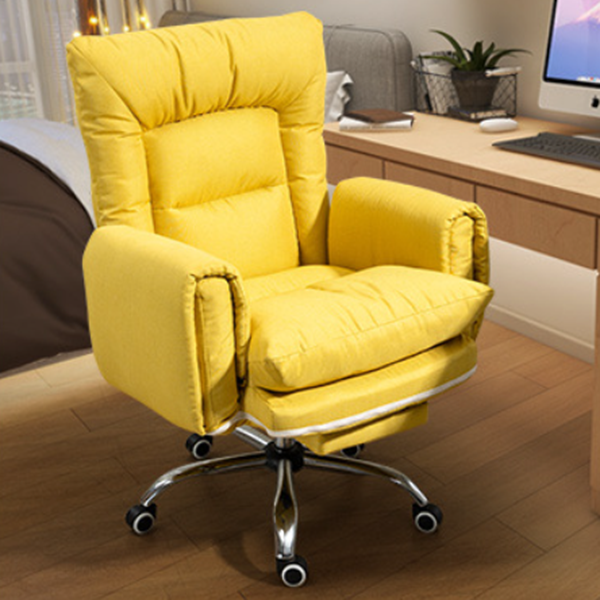 Modern Minimalist Fabric Steel Square Curved Accent Chair With Backrest & Armrest For Living Room