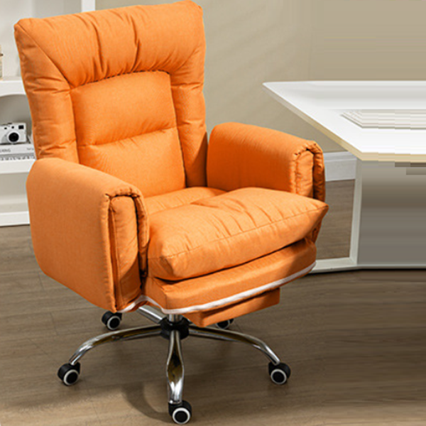 Modern Minimalist Fabric Steel Square Curved Accent Chair With Backrest & Armrest For Living Room