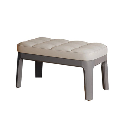 Contemporary Scandinavian PU Leather Solid Wood Rectangular Grid Upholstered Shoe Bench For Entryway & Living Room