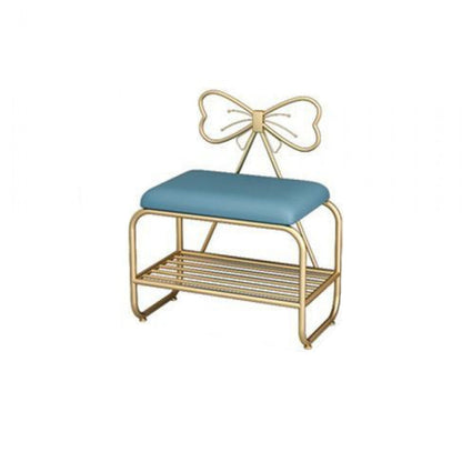 Contemporary Creative Faux Leather Iron Bowknot Rectangular Shoe Storage With 1-Shelf For Entryway & Living Room