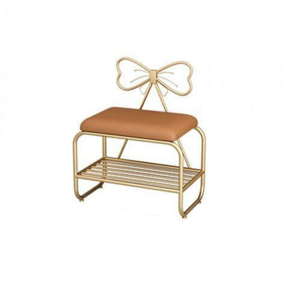 Contemporary Creative Faux Leather Iron Bowknot Rectangular Shoe Storage With 1-Shelf For Entryway & Living Room