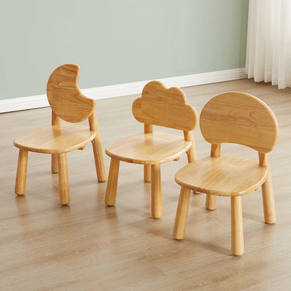 Contemporary Creative Solid Wood Moon Cloud Mushroom Low Stool With Backrest For Living Room