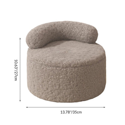 Modern Minimalist Sherpa Fabric Solid Wood Round Curved Low Stool With Backrest For Living Room