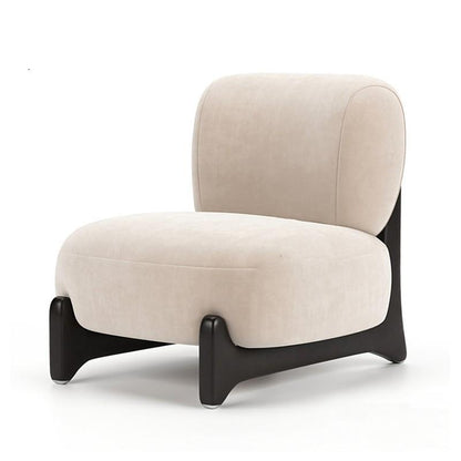 Contemporary Scandinavian Sherpa Fabric Velvet Solid Wood Curved Square Accent Chair With Backrest For Living Room