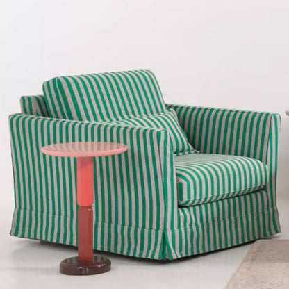 Green & White Stripe Pattern Birch Wood Accent Chair – Scandinavian Lounge Chair for Living Room or Study