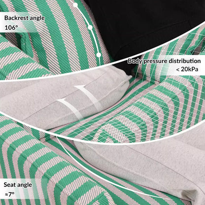 Green & White Stripe Pattern Birch Wood Accent Chair – Scandinavian Lounge Chair for Living Room or Study