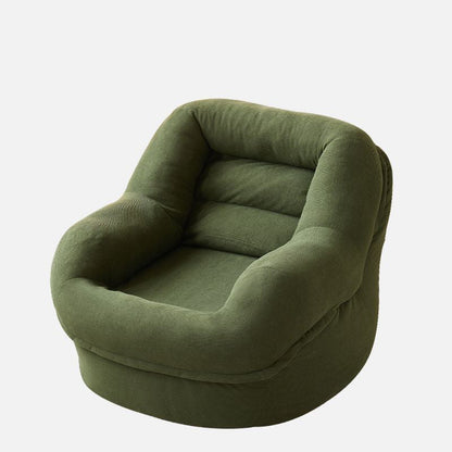 Modern Minimalist Corduroy PP Cotton U-Shaped Rounded Square Accent Chair With Backrest Armrest For Living Room