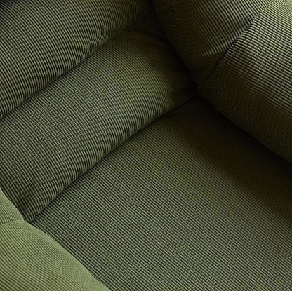 Modern Minimalist Corduroy PP Cotton U-Shaped Rounded Square Accent Chair With Backrest Armrest For Living Room