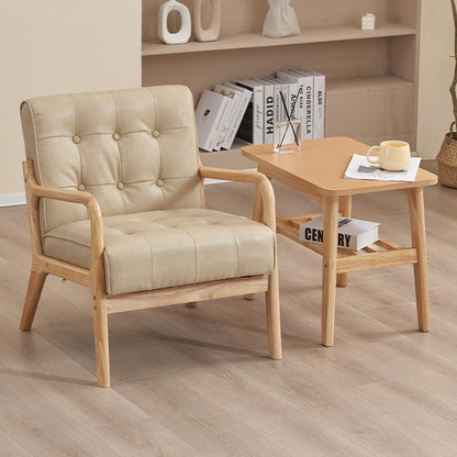 Contemporary Scandinavian Oil Wax Leather Solid Wood Rectangular Rounded Sofa 1/2/3-Seater For Living Room