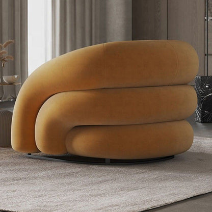 Modern Luxury Carbon Steel Solid Wood Matte Velvet Semi-Circular Lounge Chair With Backrest For Living Room