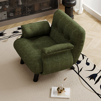 Traditional French Sherpa Fleece Snow Velvet Solid Wood S-Shaped Square Accent Chair With Backrest & Armrests For Living Room