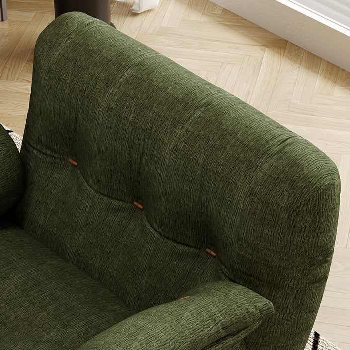 Traditional French Sherpa Fleece Snow Velvet Solid Wood S-Shaped Square Accent Chair With Backrest & Armrests For Living Room