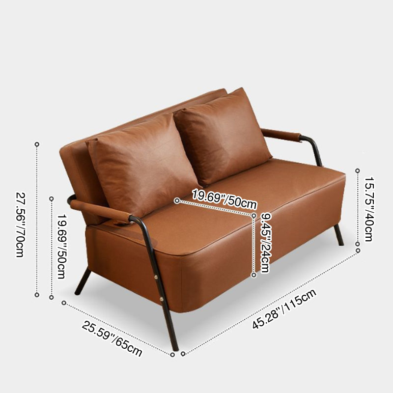 Traditional French Synthetic Fabric Cat Scratch Leather Metal Rectangular Curved Sofa 2-Seaters Backrest And Armrest For Living Room