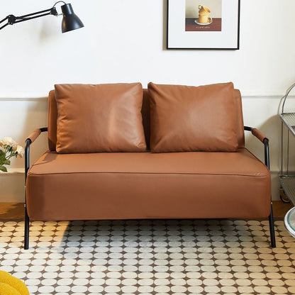 Traditional French Synthetic Fabric Cat Scratch Leather Metal Rectangular Curved Sofa 2-Seaters Backrest And Armrest For Living Room