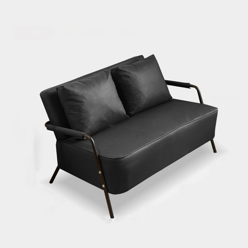Traditional French Synthetic Fabric Cat Scratch Leather Metal Rectangular Curved Sofa 2-Seaters Backrest And Armrest For Living Room