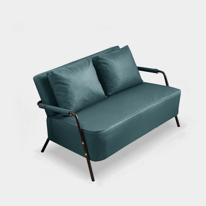 Traditional French Synthetic Fabric Cat Scratch Leather Metal Rectangular Curved Sofa 2-Seaters Backrest And Armrest For Living Room