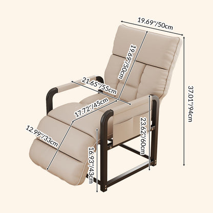 Contemporary Scandinavian Synthetic Fabric Metal Rounded Rectangular Accent Chair With Armrest And Backrest For Home Office