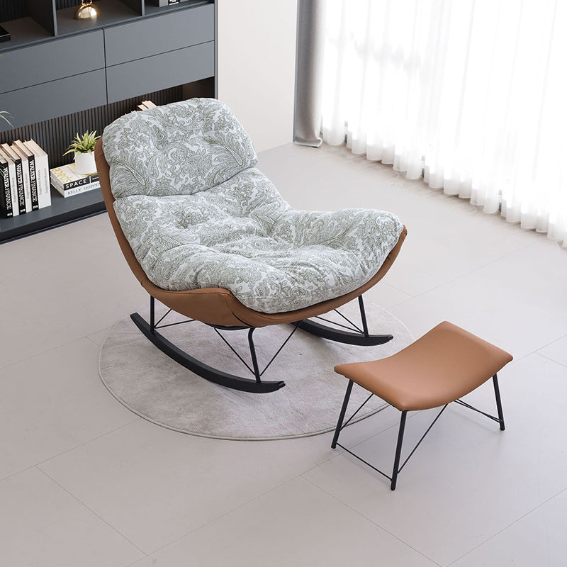 Contemporary Creative Eco Leather Suede Carbon Steel Oak Curved Semi-Enclosed Accent Chair With Backrest For Living Room