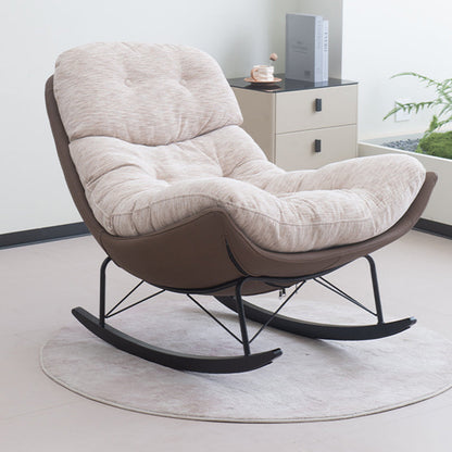 Contemporary Creative Eco Leather Suede Carbon Steel Oak Curved Semi-Enclosed Accent Chair With Backrest For Living Room