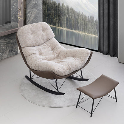 Contemporary Creative Eco Leather Suede Carbon Steel Oak Curved Semi-Enclosed Accent Chair With Backrest For Living Room