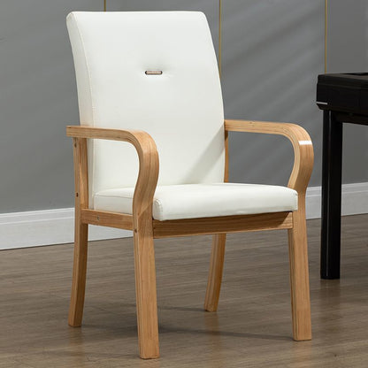 Contemporary Creative Cat Scratch Resistant Leather Solid Wood Curved Rectangular Accent Chair Backrest And Armrests For Living Room
