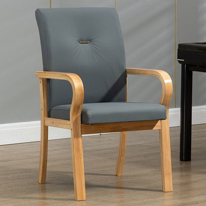 Contemporary Creative Cat Scratch Resistant Leather Solid Wood Curved Rectangular Accent Chair Backrest And Armrests For Living Room