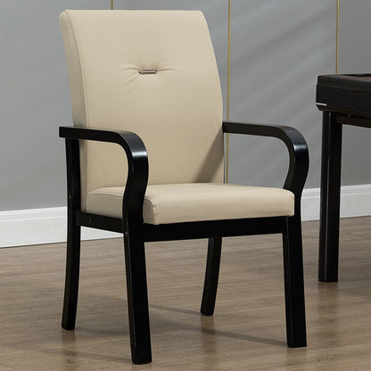Contemporary Creative Cat Scratch Resistant Leather Solid Wood Curved Rectangular Accent Chair Backrest And Armrests For Living Room