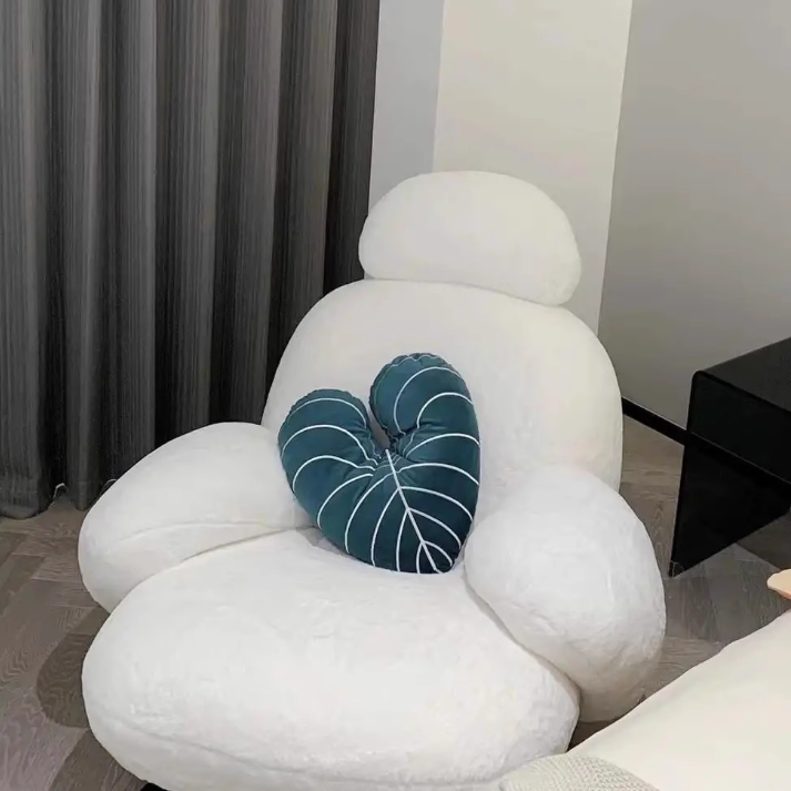 Contemporary Creative Sherpa Fabric Carbon Steel Pine Pet-Shaped Round Accent Chair Backrest Armrests For Living Room