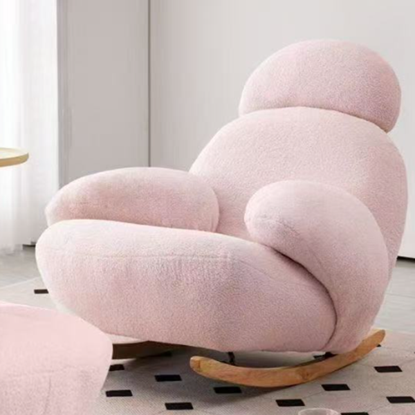 Contemporary Creative Sherpa Fabric Carbon Steel Pine Pet-Shaped Round Accent Chair Backrest Armrests For Living Room