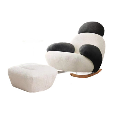 Contemporary Creative Sherpa Fabric Carbon Steel Pine Pet-Shaped Round Accent Chair Backrest Armrests For Living Room