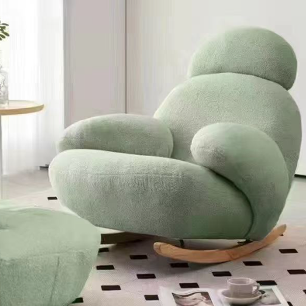 Contemporary Creative Sherpa Fabric Carbon Steel Pine Pet-Shaped Round Accent Chair Backrest Armrests For Living Room