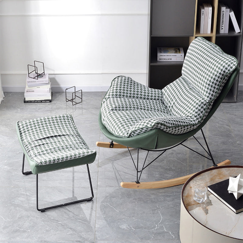 Contemporary Scandinavian Faux Leather Solid Wood Iron Curved Semi-Enclosed Accent Chair Backrest For Living Room