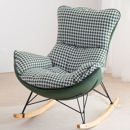 Contemporary Scandinavian Faux Leather Solid Wood Iron Curved Semi-Enclosed Accent Chair Backrest For Living Room