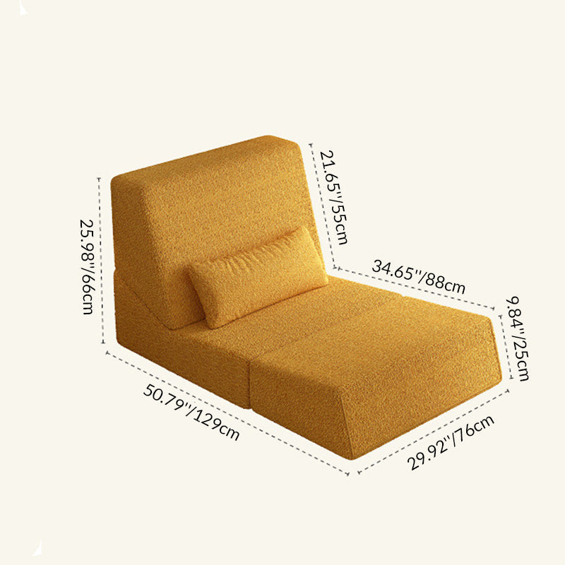 Modern Minimalist Sherpa Fabric Square Foldable Sofa Bed With Backrest For Bedroom