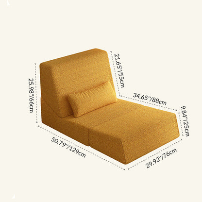 Modern Minimalist Sherpa Fabric Square Foldable Sofa Bed With Backrest For Bedroom