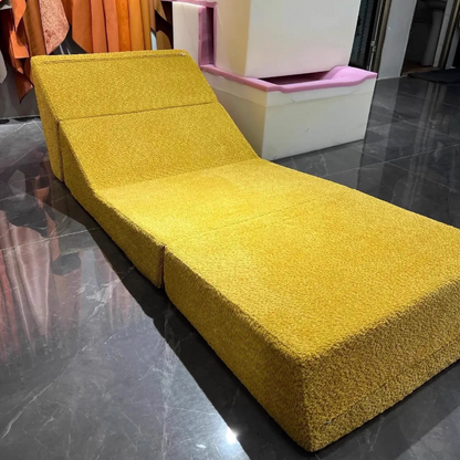 Modern Minimalist Sherpa Fabric Square Foldable Sofa Bed With Backrest For Bedroom