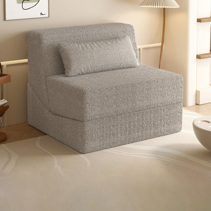 Modern Minimalist Sherpa Fabric Square Foldable Sofa Bed With Backrest For Bedroom