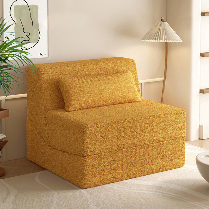 Modern Minimalist Sherpa Fabric Square Foldable Sofa Bed With Backrest For Bedroom