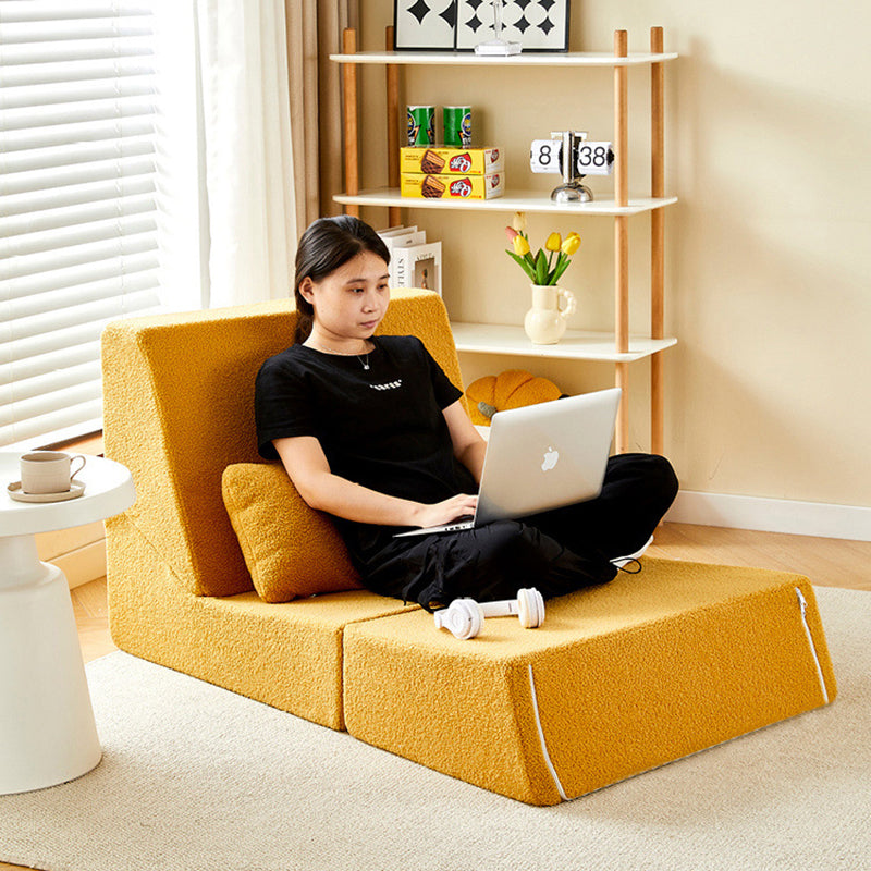 Modern Minimalist Sherpa Fabric Square Foldable Sofa Bed With Backrest For Bedroom