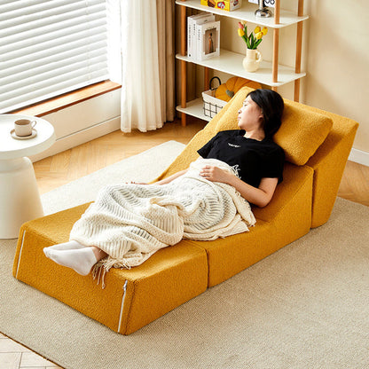 Modern Minimalist Sherpa Fabric Square Foldable Sofa Bed With Backrest For Bedroom