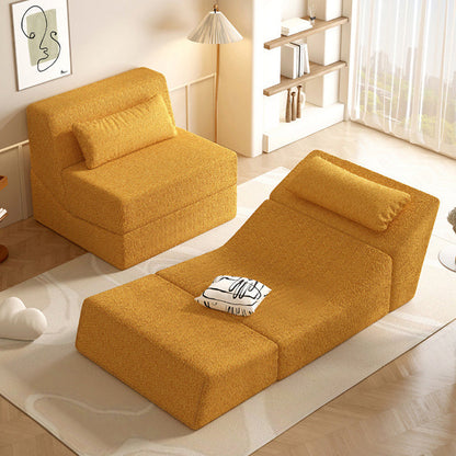Modern Minimalist Sherpa Fabric Square Foldable Sofa Bed With Backrest For Bedroom