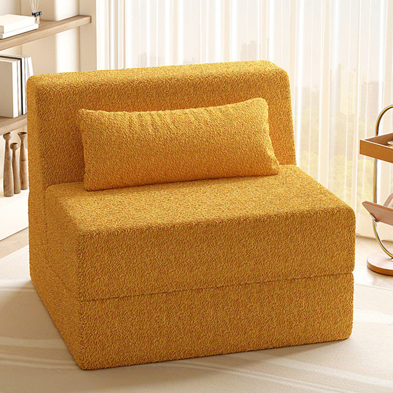 Modern Minimalist Sherpa Fabric Square Foldable Sofa Bed With Backrest For Bedroom